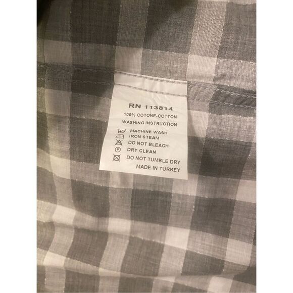 Billy Reid Men's Gray & White Gingham Cotton Standard Button Down Shirt XL - Picture 6 of 7